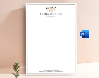 Elegant Letterhead, Corporate Letterhead, Letterhead Template Word, Custom Letterhead, Business Letterhead, Floral Letterhead for Word