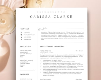 Modern Resume Template for Word, Professional Resume, Manager Resume, Accounting Resume Template, 1, 2 and 3 Page Resume, Finance Resume