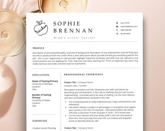 Teacher Resume Google Docs, Teacher Resume Template, Elementary Teacher Resume Template + Cover Letter, CV Template, Resume Educator