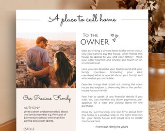 Home Buying Letter Template, Buyer Offer Letter Canva Template, House Offer Letter, Letter to Seller Template, Home Buyer Offer Letter