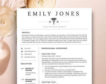 Nurse Resume Template, Nurse Resume, Medical Assistant Resume, New Grad Nurse Resume Template for Word, Resume Template Therapist, RN Resume