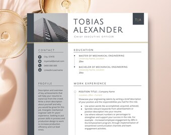 Executive CV Template, Professional Resume Template for Pages, Executive Resume Template Word, Career Change Resume + Modern Resume Format
