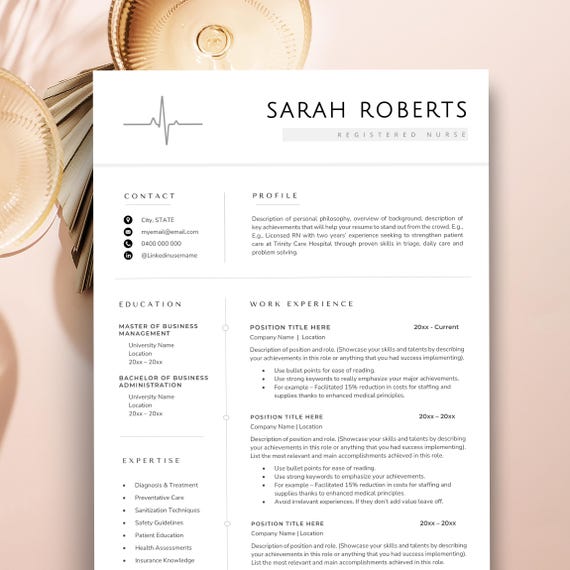Graduate Nurse Resume, Registered Nurse Resume Template, Nursing Resume Template, RN Resume Template, Travel Nurse Resume Cover Letter