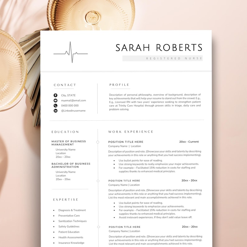 Graduate Nurse Resume, Registered Nurse Resume Template, Nursing Resume Template, RN Resume Template, Travel Nurse Resume Cover Letter image 1