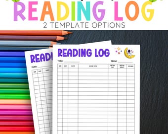 Printable Reading Log, Homeschool Reading Logs, Reading Template, Reading Book Tracker, Monthly Reading Log, Reading Log Template