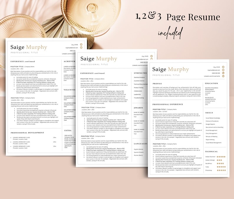 CV Template Modern Google Docs Resume, Two Column Resume Templte for ...