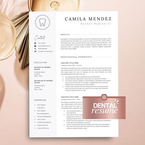 Dental Hygienist Resume Template, Dental Assistant Resume for Word, Resume for Dentists, Dental Receptionist Resume, Hygienist Resume