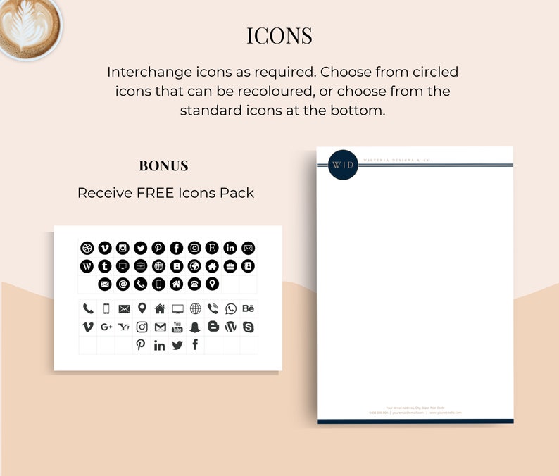 Business Letterhead for MS Word, Letterhead Template Word, Custom Letterhead, Easy Editable Letterhead, Letterhead Design, DIY Stationery image 4