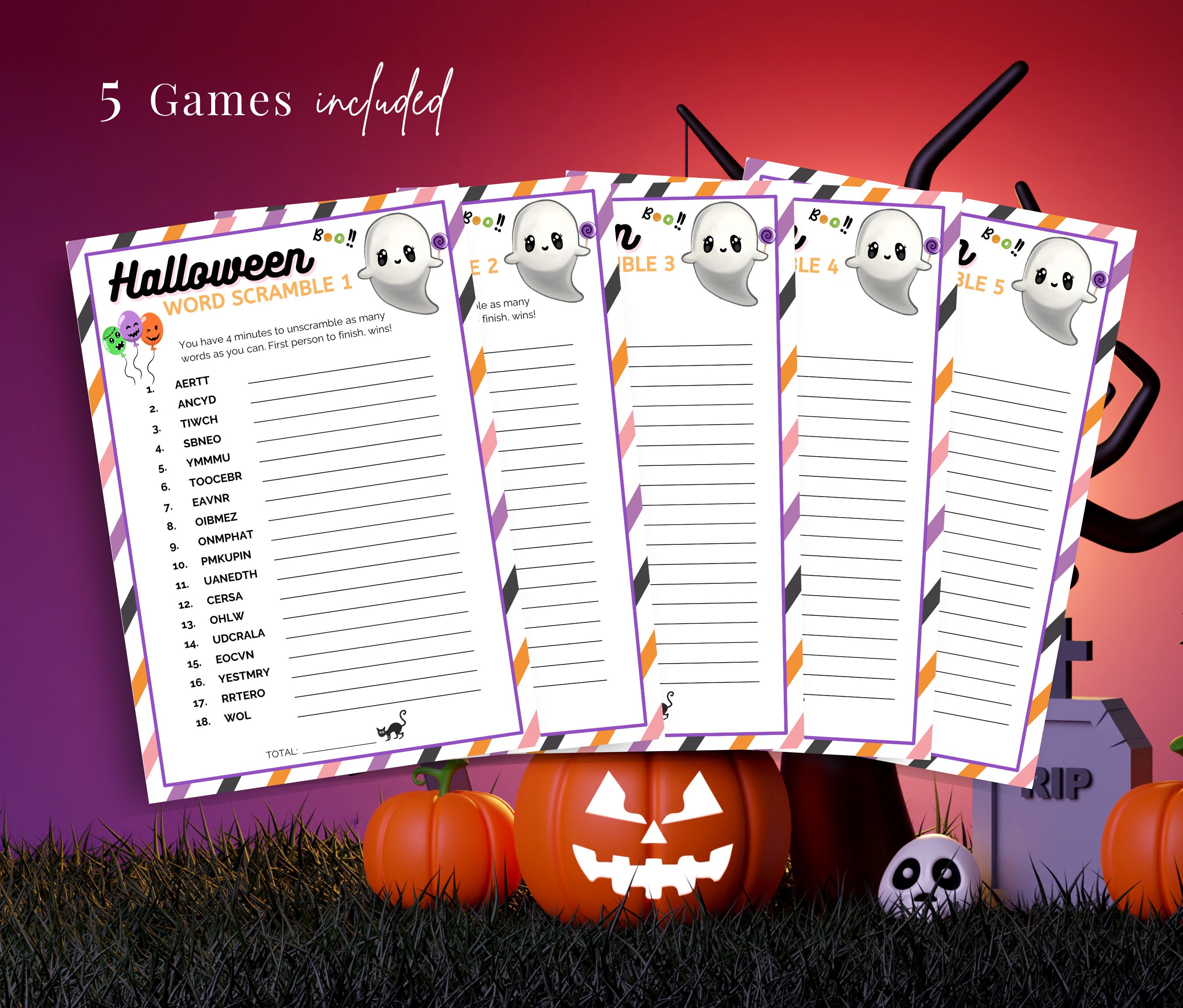 Halloween Word Scramble Game, Printable Halloween Game, Halloween Party