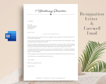 Letter of Resignation, Resignation Letter Template, MS Word & Pages, 2 Weeks Notice, Resignation Letter, Resignation, Letter Resignation