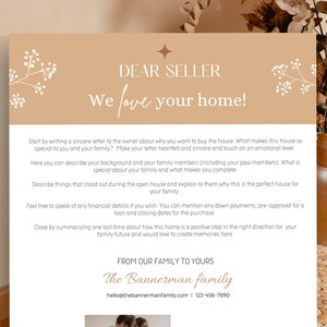 Plantilla de carta al vendedor, plantilla de carta de oferta de vivienda editable en Canva, carta de amor al comprador de vivienda, oferta de vivienda, plantilla de carta de comprador de vivienda