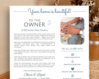 Offer Letter to Seller, Home Buying Letter, Home Offer Letter Template, Home Offer Letters, Home Letter to Seller Canva Template
