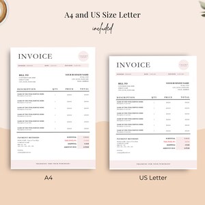 A4 and US Letter Size Invoice Template options.