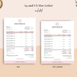 A4 and US Letter Size Invoice Template options.