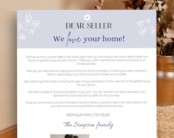 Home Offer Letter Template, We Love Your Home, Dear Seller, Letter to Seller Template, House Offer Letter Canva Template, Offer Letter