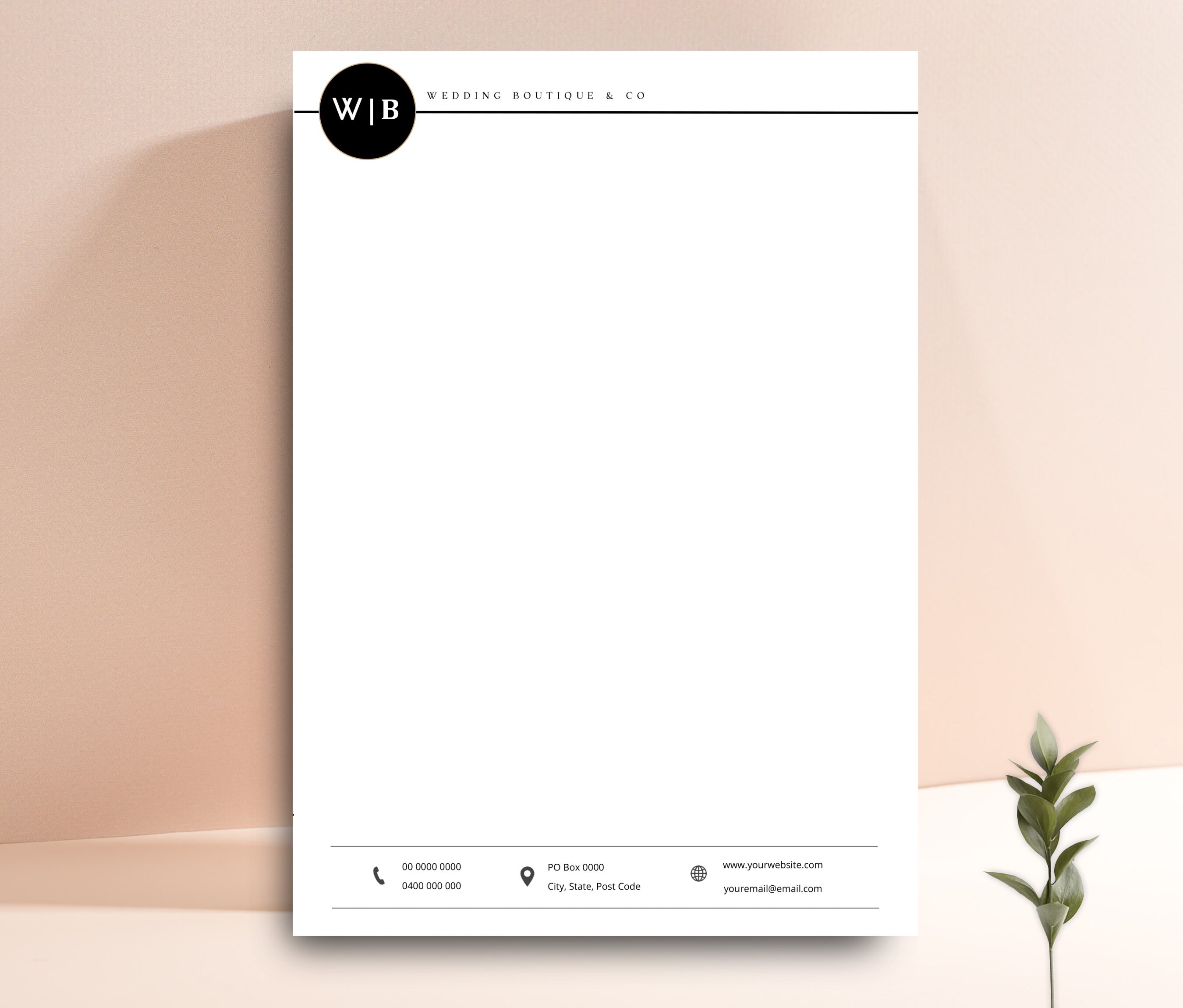 Letterhead template word editable clean letterhead business - etsy