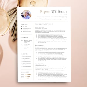 Resume Template with Picture, Administrative Resume Template, Executive Assistant Resume Template, Feminine Resume Templates, Fashion Resume
