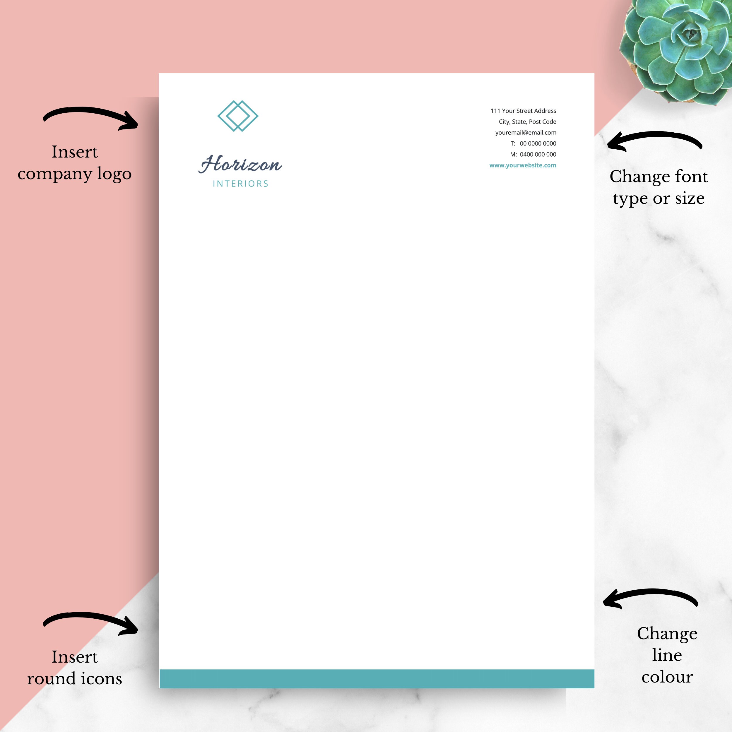 Business Letterhead for MS Word Letterhead Template Word - Etsy