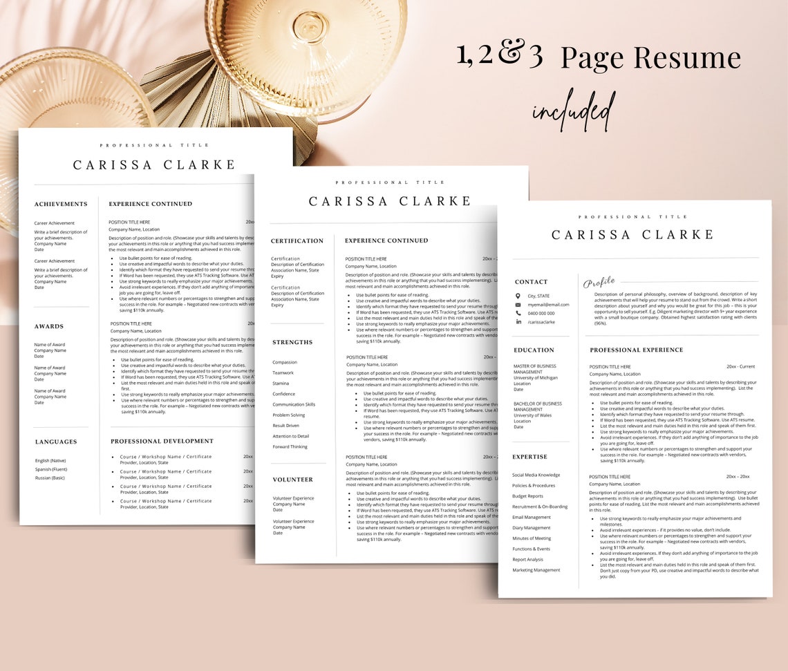 Sales & Marketing Resume Template for Word, Advertising Resume, Public ...
