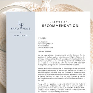 Carta de recomendación, plantilla de carta de recomendación, carta de referencia, plantilla de referencia, carta de carácter, referencia laboral