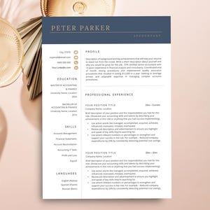Professional Resume Template for Word, Accountant Resume, Accounting CV, Finance Resume, Cover Letter Template, Male Resume, Sales Resume