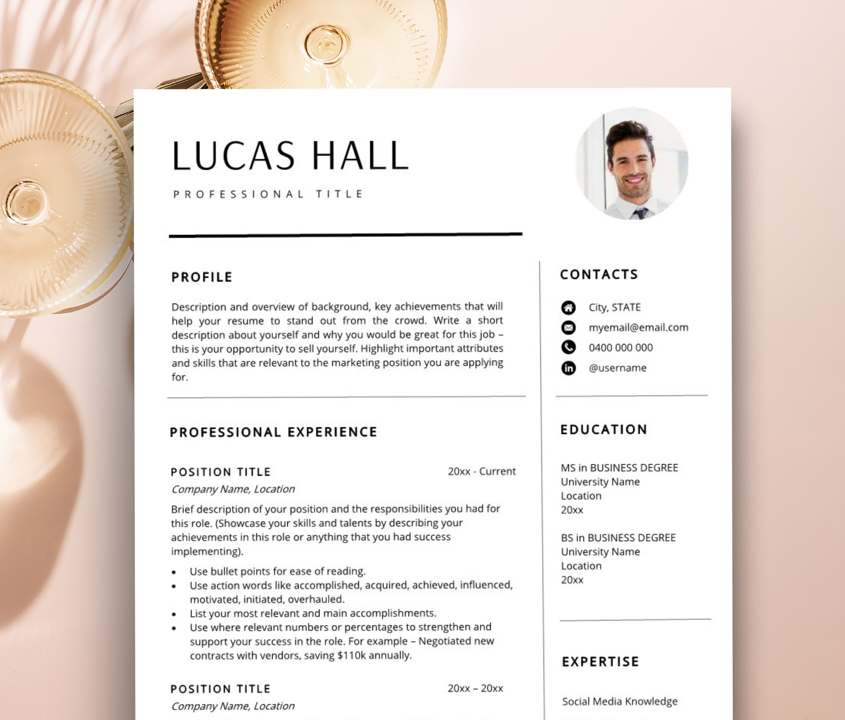 Executive Resume Template for Google Docs Business Resume - Etsy