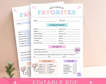 My Favourite Things List, Employee Questionnaire, Favorite Things List, Get To Know Me,  Employee Favorites List, Getting To Know You