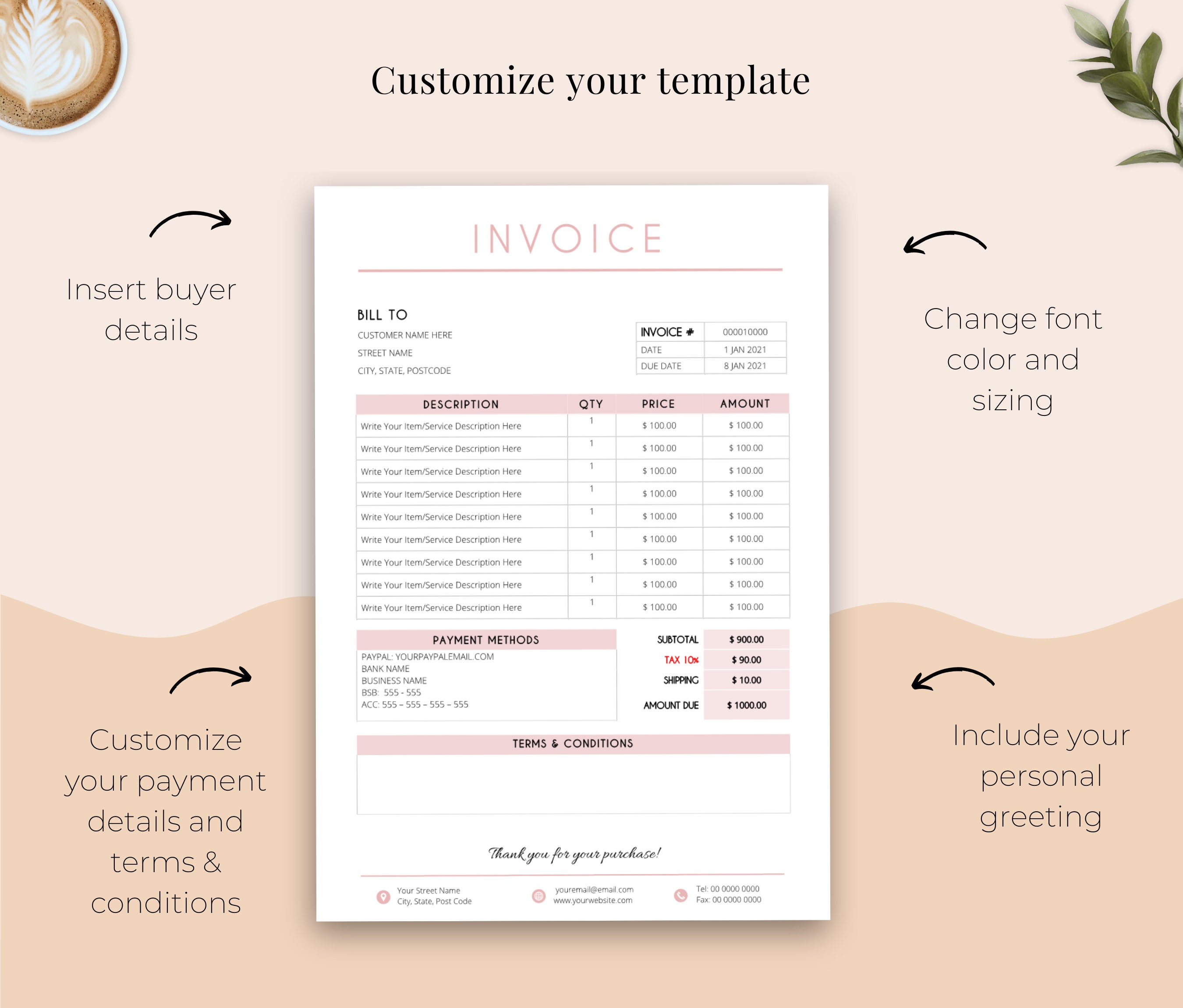 Excel Invoice Template for Small Business, Business Invoice Template ...