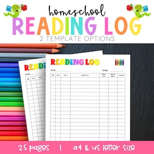 Kids Reading Tracker, Printable Reading Log, Homeschool Reading Log, School Reading Log, Monthly Reading Log, Reading Log for Kids