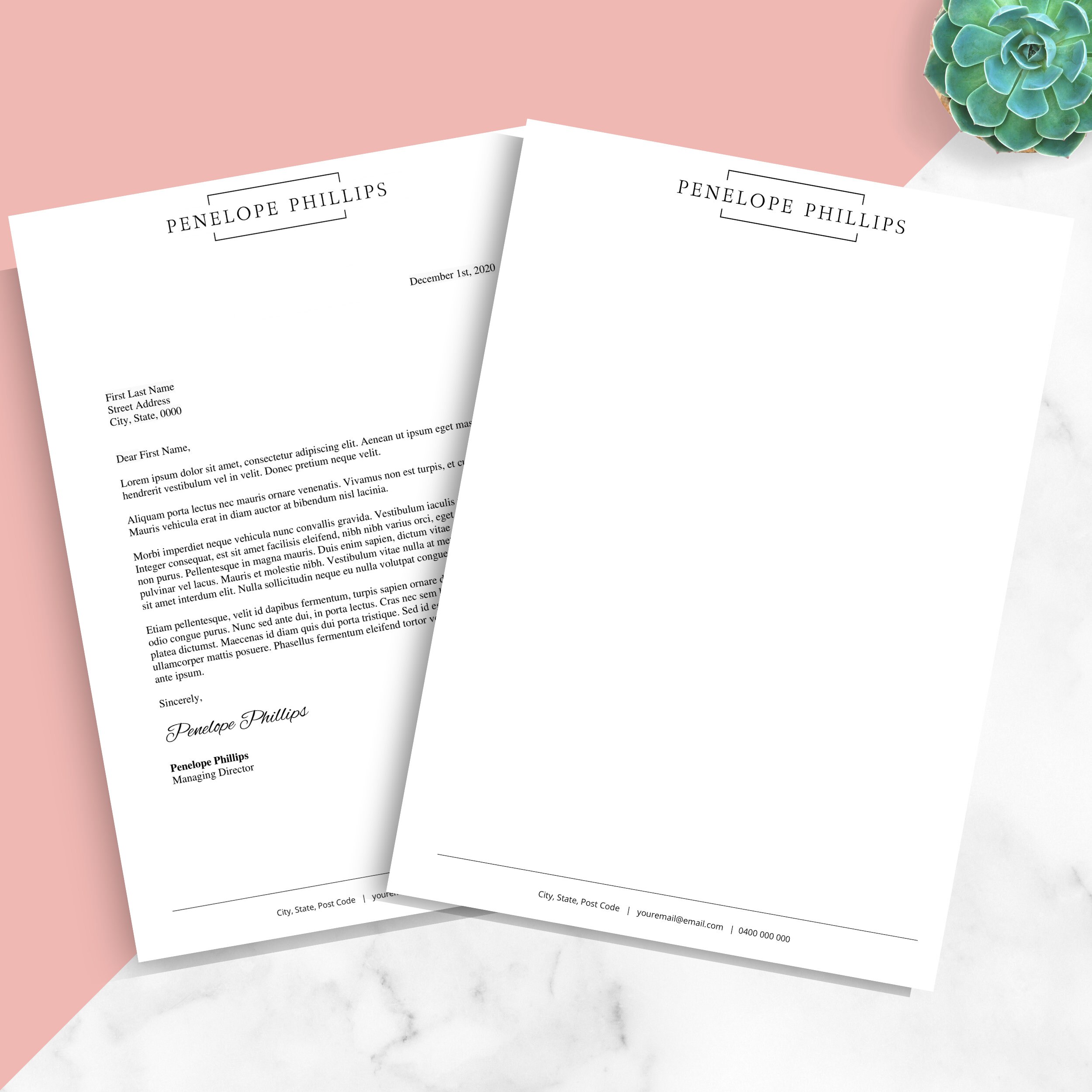 Business Letterhead for MS Word Letterhead Template Word - Etsy