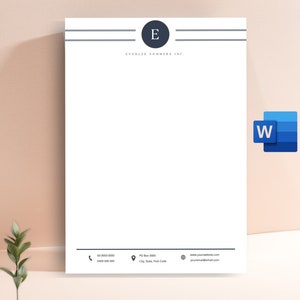 Business Letterhead, Letterhead Template Word, Custom Letterhead, Easy Editable Letterhead, Digital DIY Custom Stationary