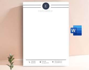 Business Letterhead, Letterhead Template Word, Custom Letterhead, Easy Editable Letterhead, Digital DIY Custom Stationary