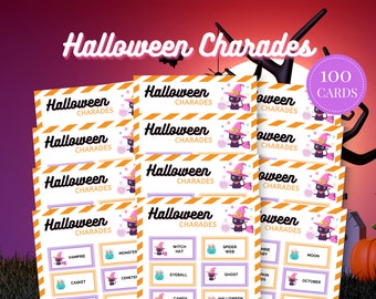 Halloween Charades Printable Halloween Game, Halloween Party Game, Halloween Activity for Kids, Charades for Adults, Halloween Charades Game