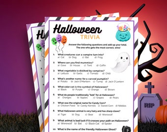 Halloween Trivia for Kids, Halloween Activities Printable, Halloween Trivia, Halloween Party Game, Printable Halloween Game, Halloween Quiz