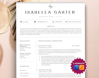 New Nurse Resume Template, RN Resume 1-3 Pages, Nursing Resume, Medical Resume Template, New Grad Nurse, Nursing Graduation