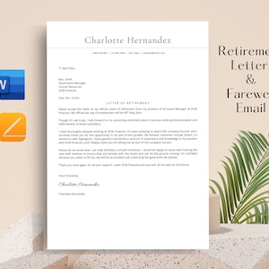 Retirement Template Apple Pages Template, Retirement Letter, Letter of Retirement, Sample Letter, Letter of Resignation, HR Forms