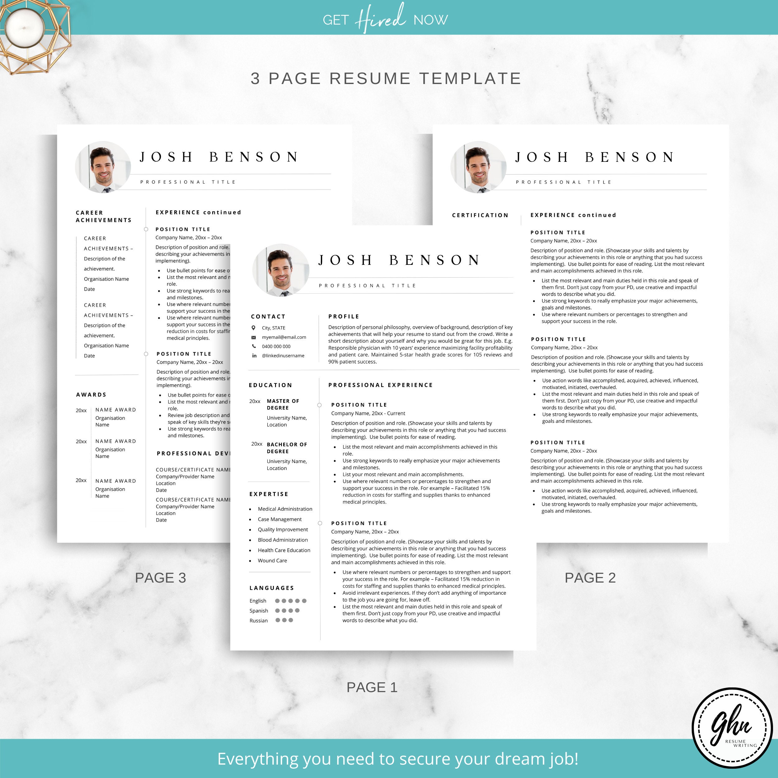 Modern Executive Resume Template, CEO Resume Template for Word, C Level ...