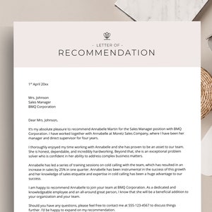 Plantilla de carta de recomendación, plantilla de carta de recomendación, formularios de recursos humanos, referencia laboral, carta de referencia en formato MS Word