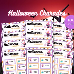 Halloween Charades Game, Printable Halloween Game Halloween Activity for Adults, Charades for Kids, Halloween Party Game Halloween Printable