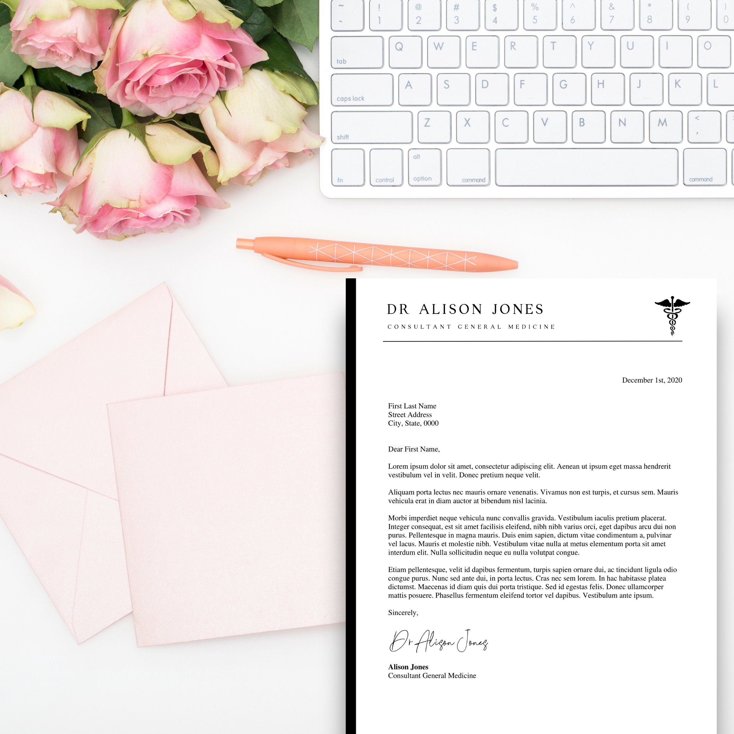 Doctor Letterhead Nurse Stationery Letterhead Template Etsy Canada