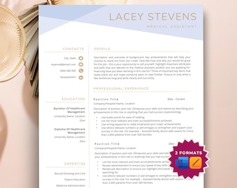 Medical Assistant Resume, Word Resume Template, Medical Resume Template, Cover Letter Template, Resume for Word, Pharmacist Resume, Resume