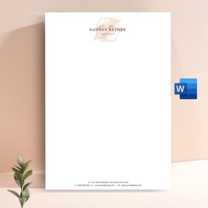 Plantilla de membrete para Word, membrete de acuarela, membrete personalizado, membrete personal, membrete comercial, papelería personalizada