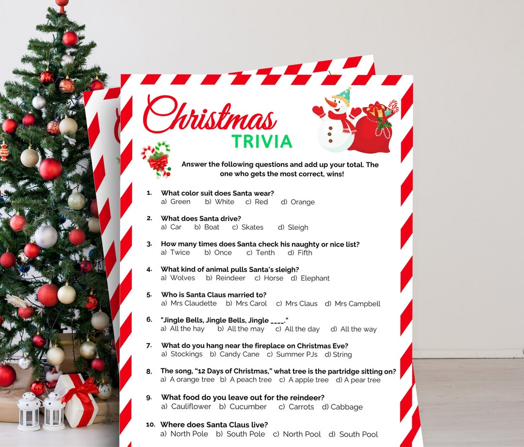Christmas Trivia Games, Fun Christmas Printable Games for Kids