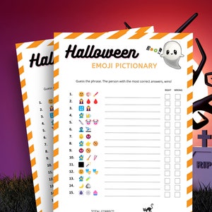 Halloween Emoji Pictionary, Halloween Emoji Game, Halloween Printable Game, Halloween Party Ideas, Emoji Game, Halloween Party Games