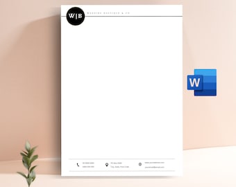 Letterhead Template Word Editable, Clean Letterhead, Business Letterhead, DIY Printable Letterhead Design, Corporate Letterhead Sheets