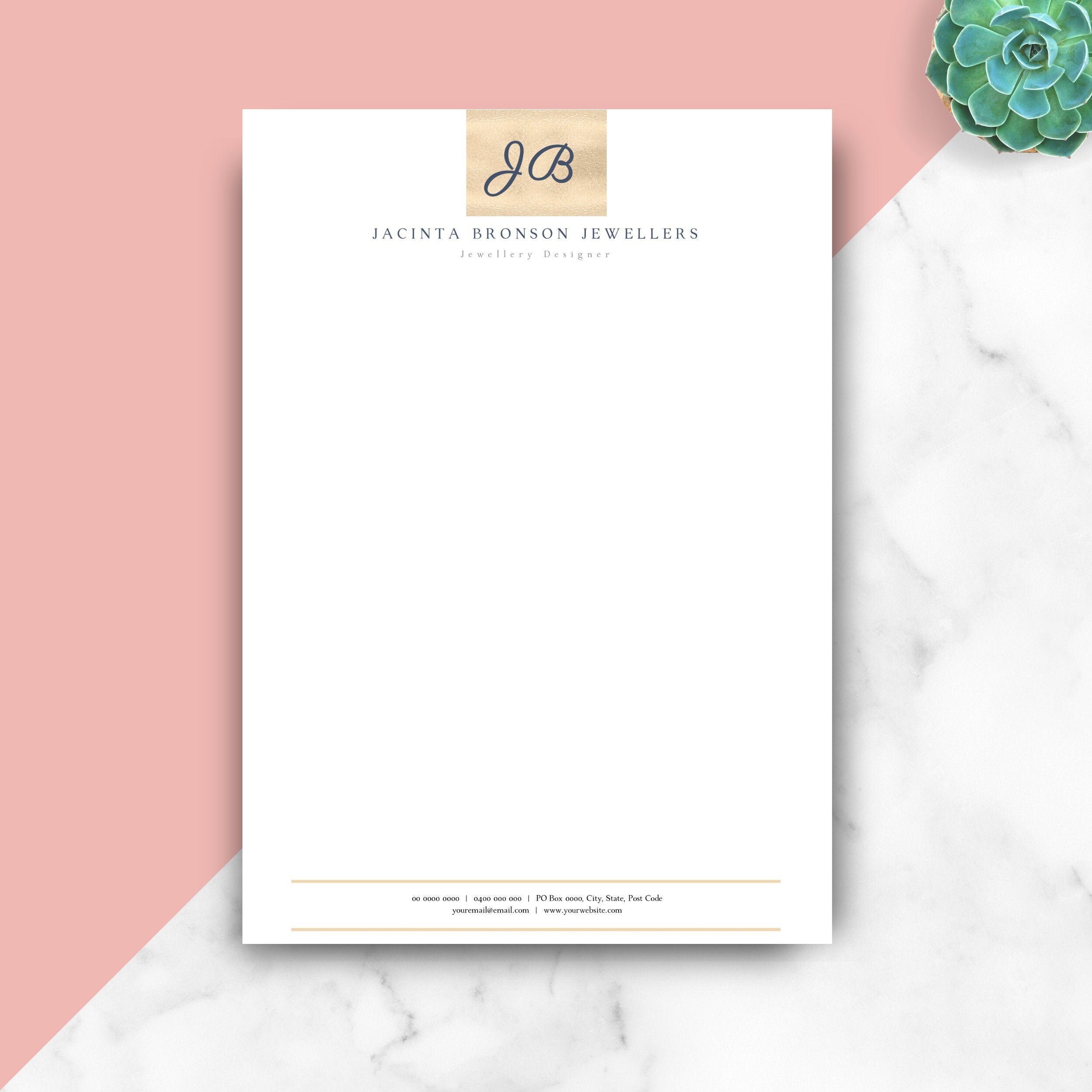 Letterhead Template Word Editable Business Letterhead US Etsy Canada