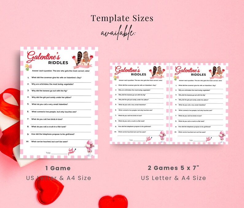 Galentine's Day Riddle Me This Game Valentine's Day Etsy