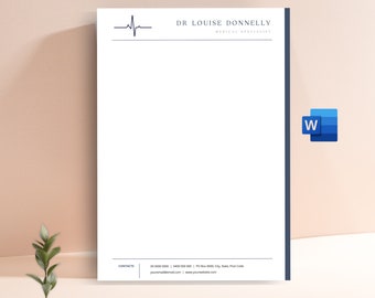 Doctor Letterhead for Word, Nurse Stationery Custom Letterhead Template, Editable, Physician Letterhead, Business Letterhead Template