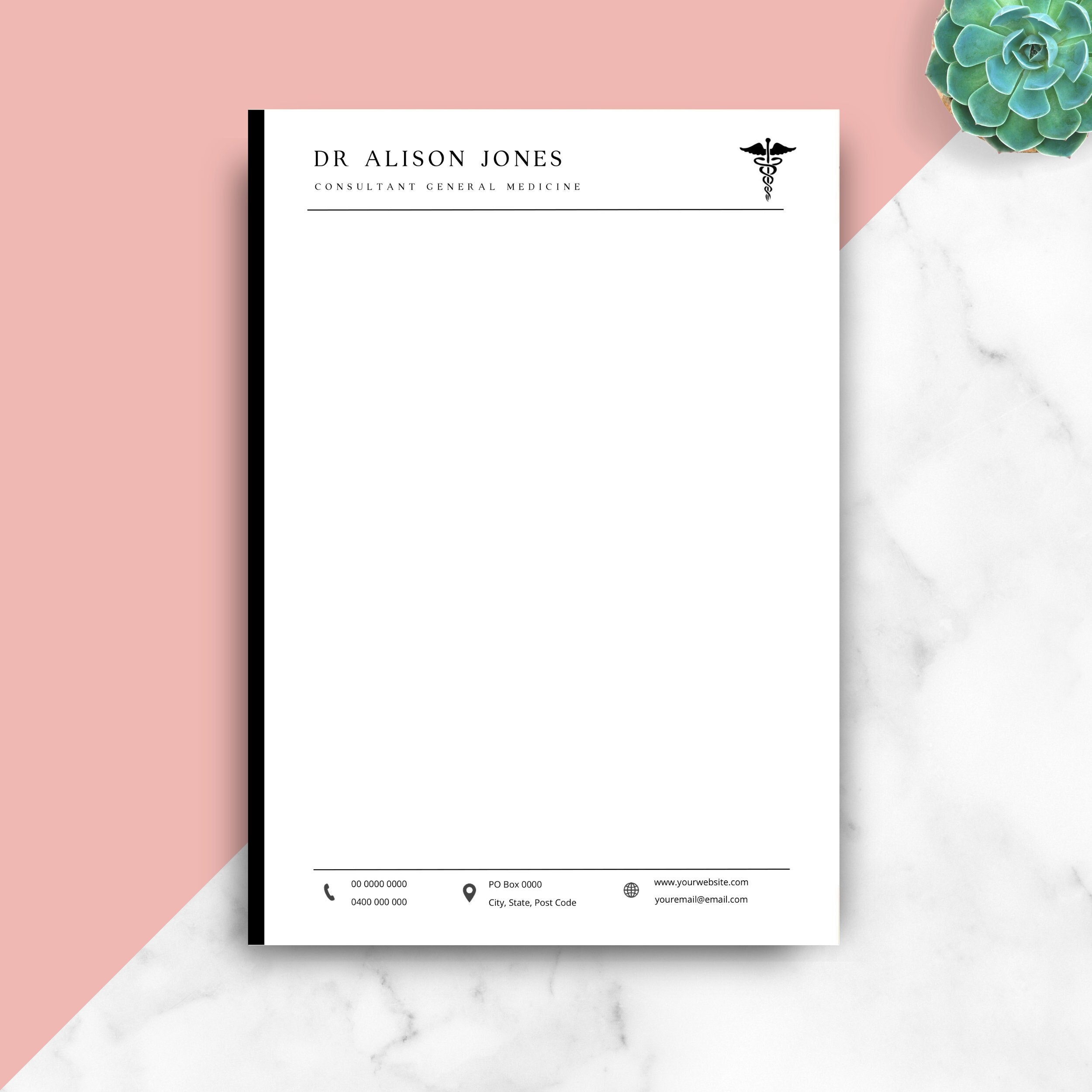 Doctor Letterhead Nurse Stationery Letterhead Template  Etsy Inside Medical Letterhead Templates