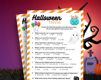 Halloween Trivia Halloween Quiz, Halloween Activities Printable, Halloween Party Game, Printable Halloween Game, Halloween Games for Kids